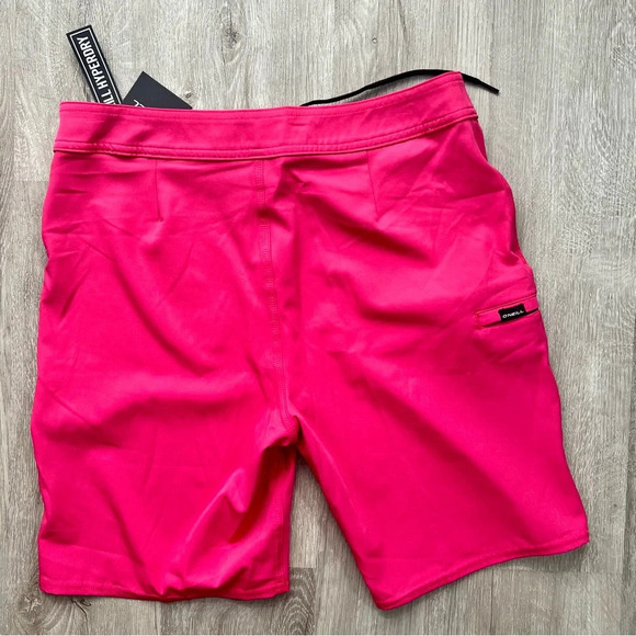 NWT O’Neill Hyperfreak Solid Pink Swim Trunk Boardshort Hyperdry Size 29 31 - Picture 6 of 8